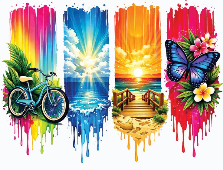 vertical summer paint drip panels